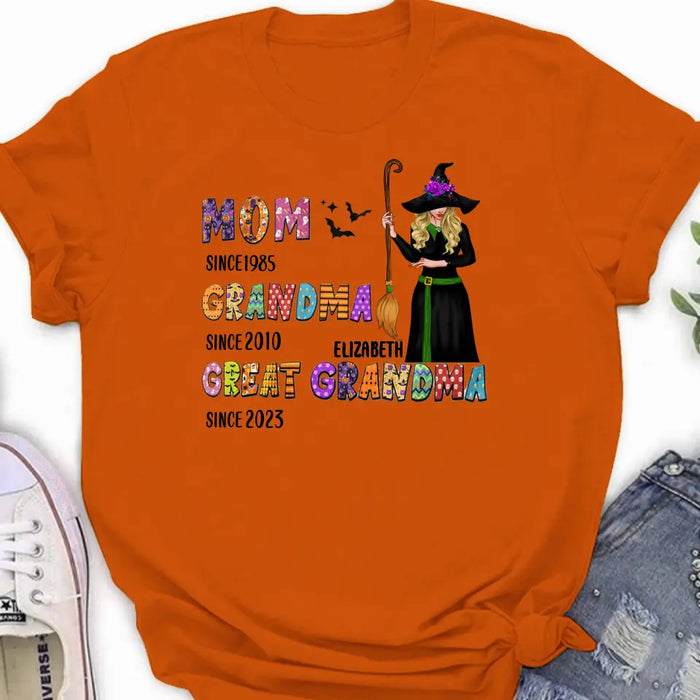 Personalized Halloween Witch Shirt/ Hoodie - Gift Idea For Halloween - Mom Since 1985 Grandma Since 2010