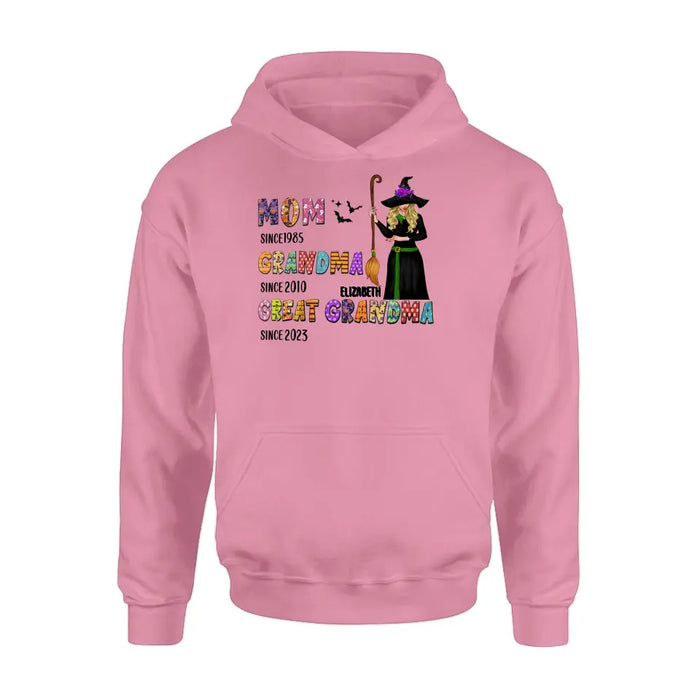 Personalized Halloween Witch Shirt/ Hoodie - Gift Idea For Halloween - Mom Since 1985 Grandma Since 2010