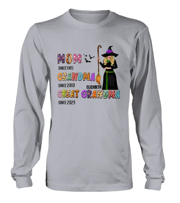 Personalized Halloween Witch Shirt/ Hoodie - Gift Idea For Halloween - Mom Since 1985 Grandma Since 2010