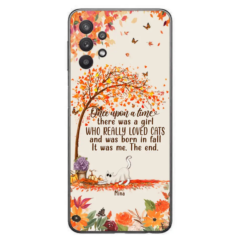 Personalized Cat & Fall Phone Case - Up to 6 Cats - Autumn Gift For Cat Lover - Once Upon A Time - Case For iPhone And Samsung