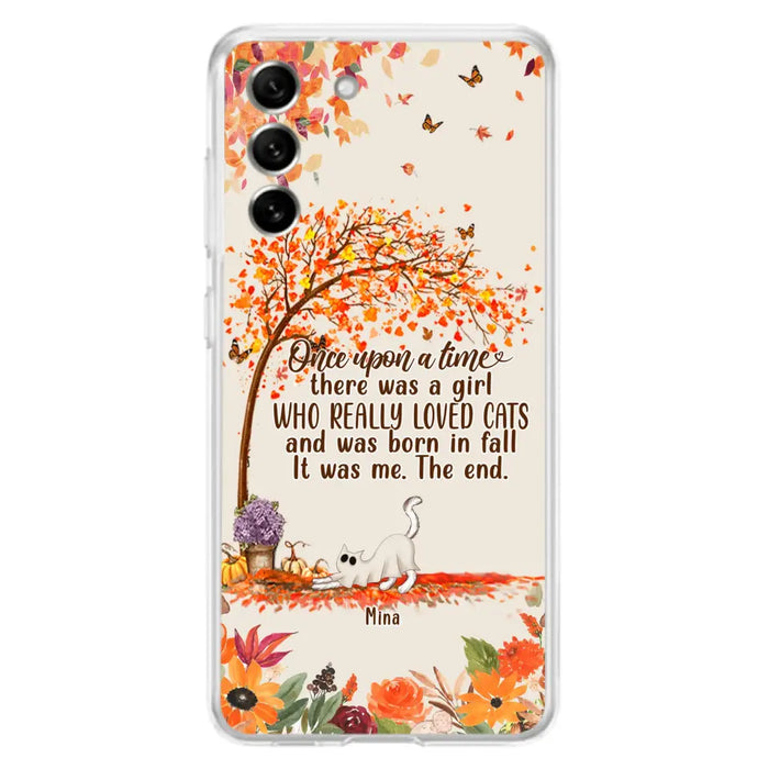 Custom Personalized Cat & Fall Phone Case - Upto 6 Cats - Autumn Gift For Cat Lover - Once Upon A Time - Case For iPhone And Samsung