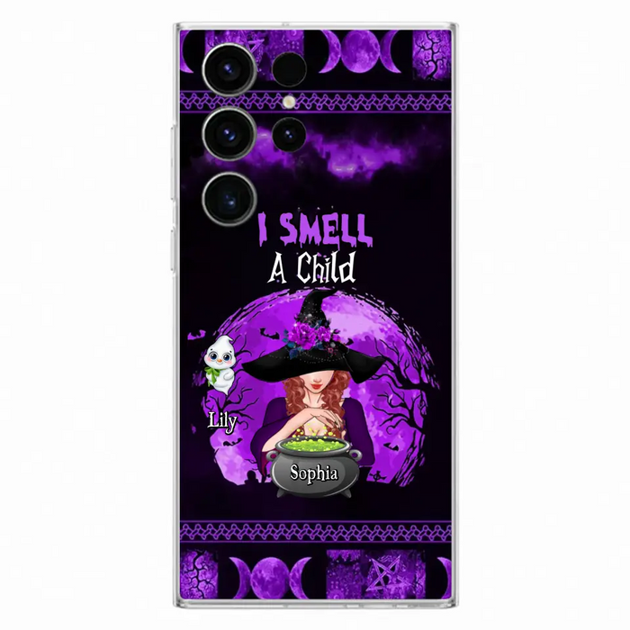 Custom Personalized Witch Phone Case - Upto 10 Children - Halloween Gift Idea for Family - I Smell Children - Case for iPhone/Samsung