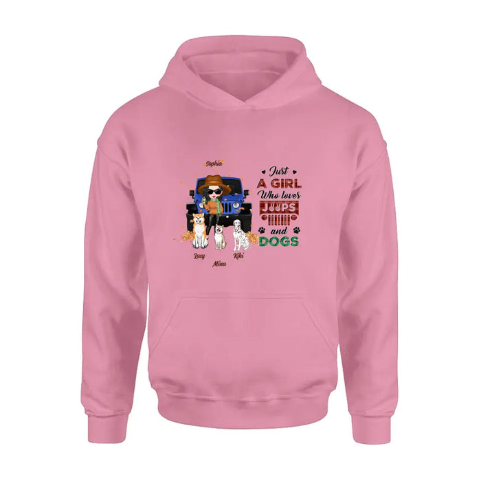 Personalized Off-road Autumn Girl Shirt/Hoodie - Gift Idea For Girl/Dog Lovers - Upto 3 Dogs