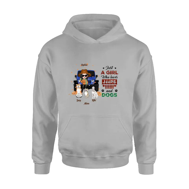 Personalized Off-road Autumn Girl Shirt/Hoodie - Gift Idea For Girl/Dog Lovers - Up to 3 Dogs