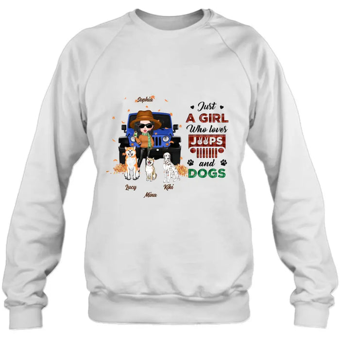 Personalized Off-road Autumn Girl Shirt/Hoodie - Gift Idea For Girl/Dog Lovers - Upto 3 Dogs