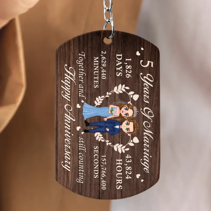 Custom Personalized Wedding Aluminum Keychain - Wedding/Anniversary Gift Idea for Couple - Years Of Marriage Happy Anniversary