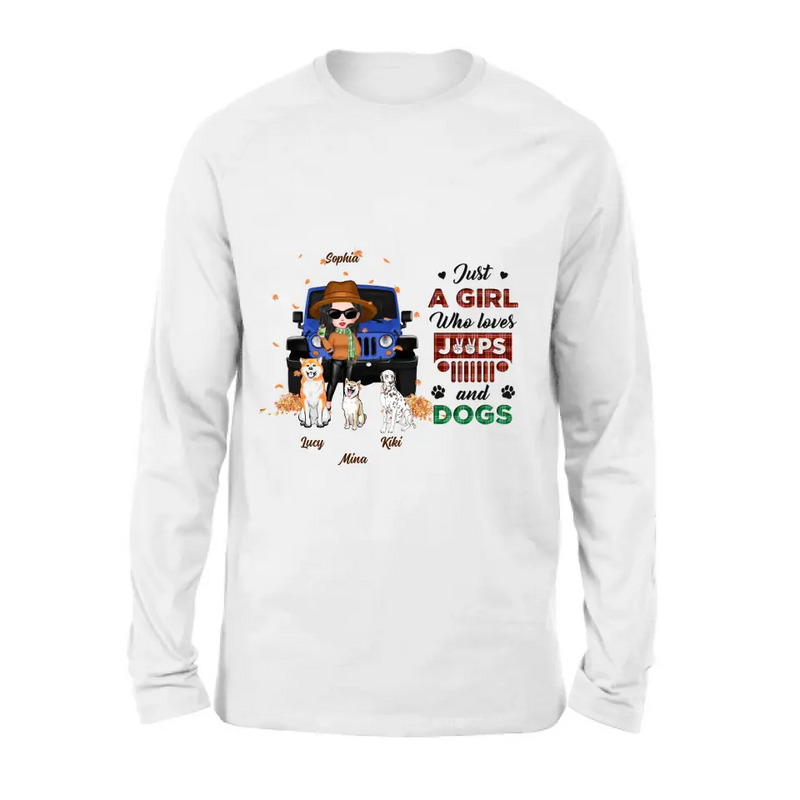 Personalized Off-road Autumn Girl Shirt/Hoodie - Gift Idea For Girl/Dog Lovers - Up to 3 Dogs
