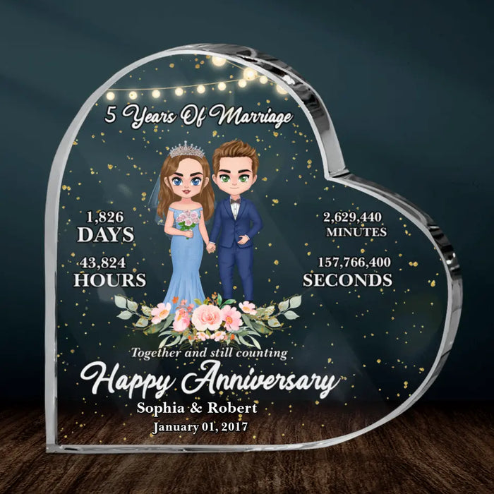 Custom Personalized Wedding Anniversary Milestones Crystal Heart -  Best Gifts Idea For Couple/Wedding Anniversary - Happy Anniversary