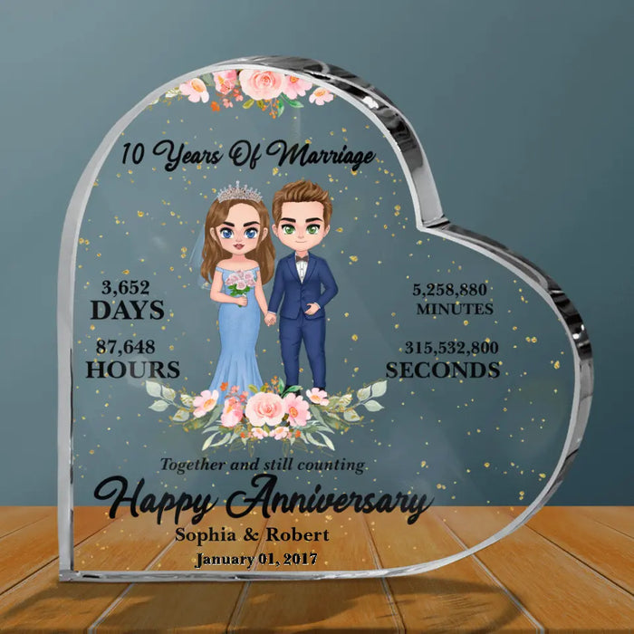 Custom Personalized Wedding Anniversary Milestones Crystal Heart - Gift Idea For Couple/Wedding Anniversary - Happy Anniversary