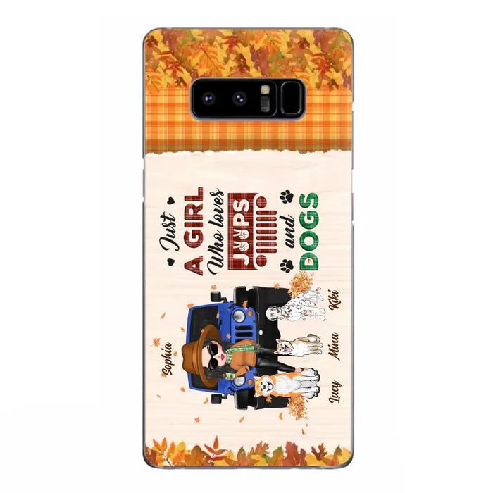 Personalized Off-road Autumn Girl Phone Case - Gift Idea For Girl/Dog Lovers - Upto 3 Dogs - Case For iPhone/Samsung