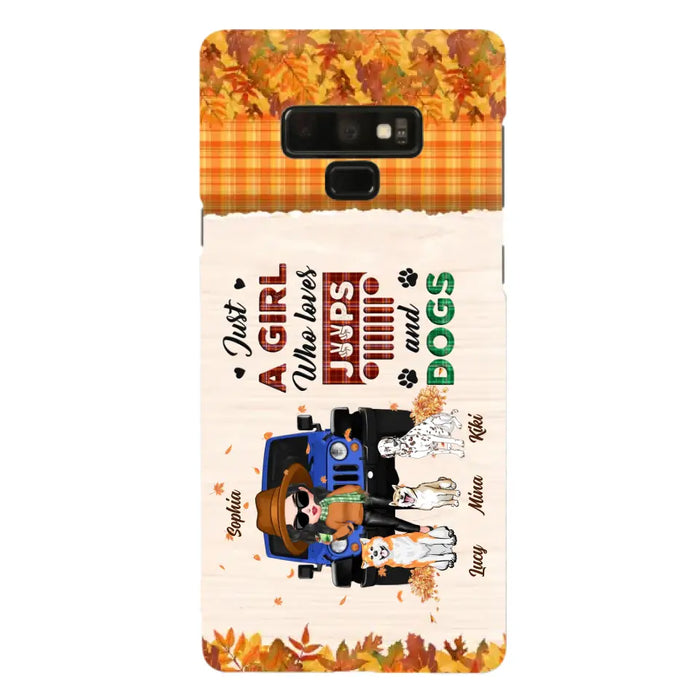 Personalized Off-road Autumn Girl Phone Case - Gift Idea For Girl/Dog Lovers - Upto 3 Dogs - Case For iPhone/Samsung