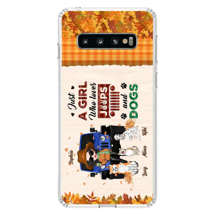 Personalized Off-road Autumn Girl Phone Case - Gift Idea For Girl/Dog Lovers - Upto 3 Dogs - Case For iPhone/Samsung