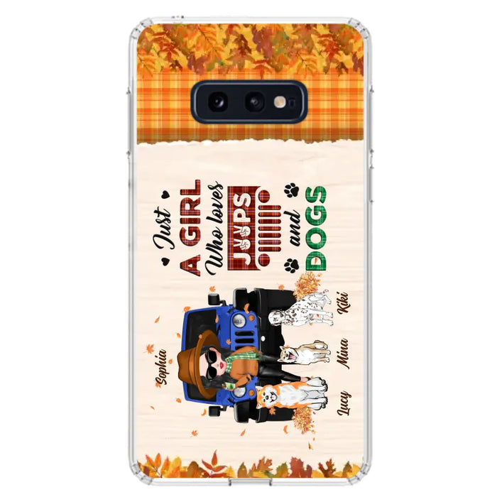 Personalized Off-road Autumn Girl Phone Case - Gift Idea For Girl/Dog Lovers - Upto 3 Dogs - Case For iPhone/Samsung