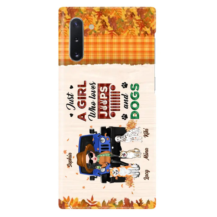 Personalized Off-road Autumn Girl Phone Case - Gift Idea For Girl/Dog Lovers - Upto 3 Dogs - Case For iPhone/Samsung