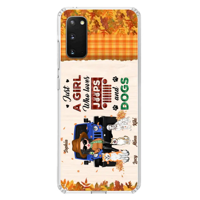 Personalized Off-road Autumn Girl Phone Case - Gift Idea For Girl/Dog Lovers - Upto 3 Dogs - Case For iPhone/Samsung