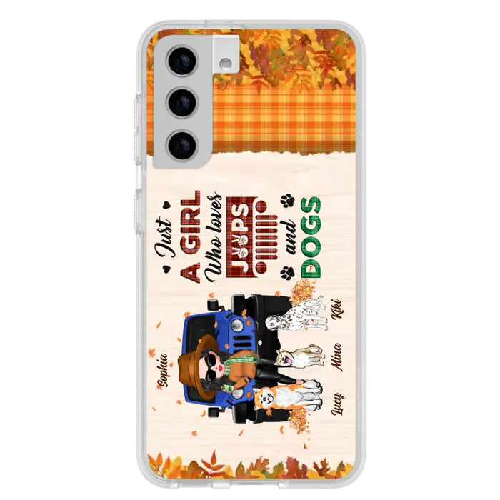 Personalized Off-road Autumn Girl Phone Case - Gift Idea For Girl/Dog Lovers - Upto 3 Dogs - Case For iPhone/Samsung