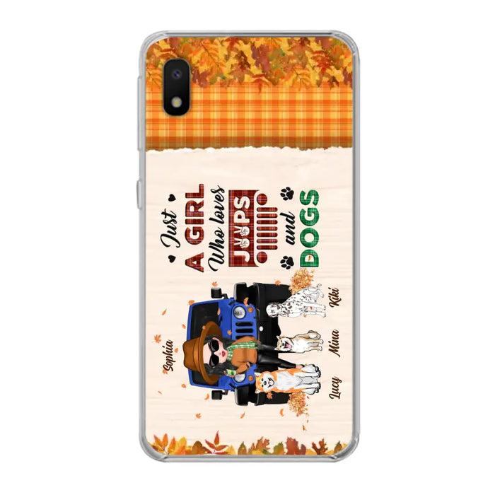 Personalized Off-road Autumn Girl Phone Case - Gift Idea For Girl/Dog Lovers - Upto 3 Dogs - Case For iPhone/Samsung