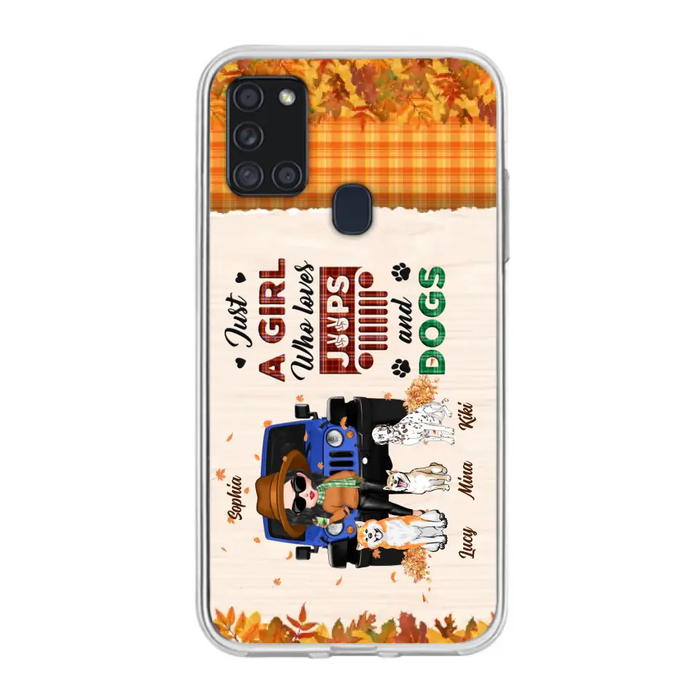 Personalized Off-road Autumn Girl Phone Case - Gift Idea For Girl/Dog Lovers - Upto 3 Dogs - Case For iPhone/Samsung