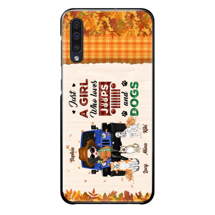 Personalized Off-road Autumn Girl Phone Case - Gift Idea For Girl/Dog Lovers - Upto 3 Dogs - Case For iPhone/Samsung