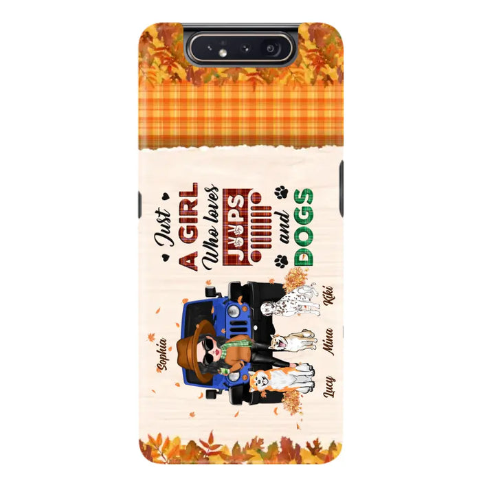 Personalized Off-road Autumn Girl Phone Case - Gift Idea For Girl/Dog Lovers - Upto 3 Dogs - Case For iPhone/Samsung