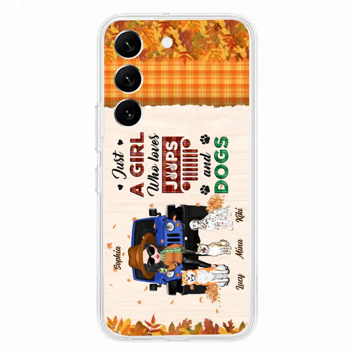 Personalized Off-road Autumn Girl Phone Case - Gift Idea For Girl/Dog Lovers - Upto 3 Dogs - Case For iPhone/Samsung