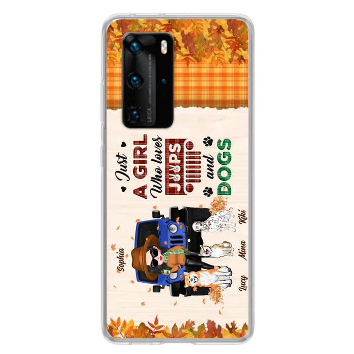 Personalized Off-road Autumn Girl Phone Case - Gift Idea For Girl/Dog Lovers - Upto 3 Dogs - Case For Oppo/Xiaomi/Huawei