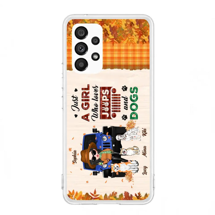 Personalized Off-road Autumn Girl Phone Case - Gift Idea For Girl/Dog Lovers - Upto 3 Dogs - Case For iPhone/Samsung