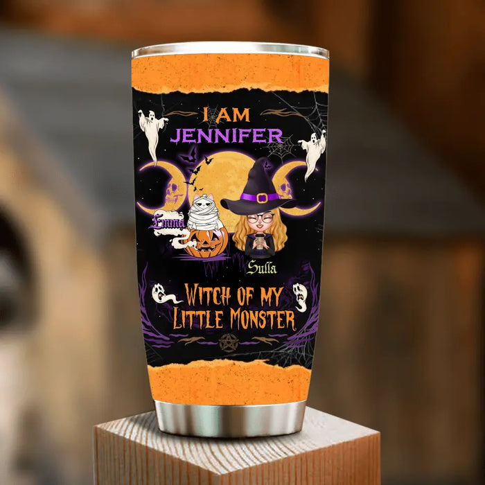 Personalized Grandma & Pet Witch Tumbler - Halloween Gift For Grandma/Pet Lovers - Upto 4 Pets - I Am Witch Of My Little Monsters