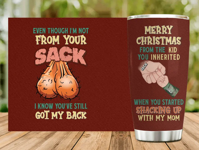 Personalized Step Father Tumbler - Christmas Gift Idea For Bonus/Step Dad - Up to 6 Kids - We Know You've Still Got Our Back