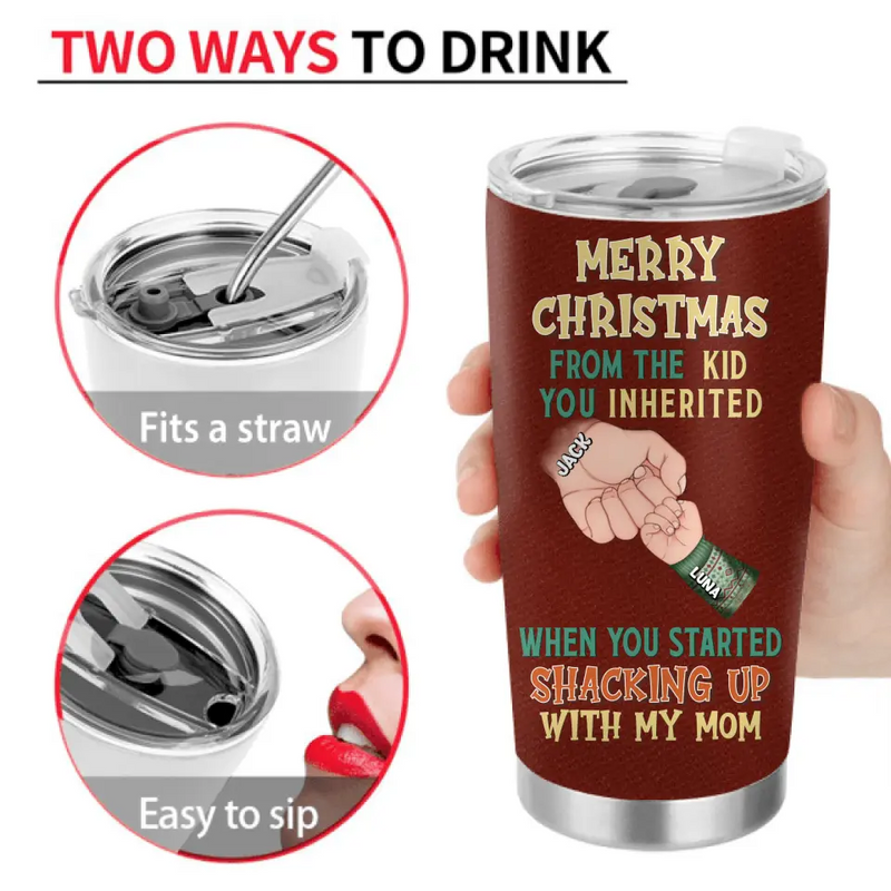 Personalized Step Father Tumbler - Christmas Gift Idea For Bonus/Step Dad - Up to 6 Kids - We Know You've Still Got Our Back