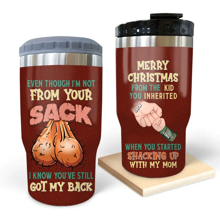 Personalized Step Father Triple 3 In 1 Can Cooler - Christmas Gift Idea For Bonus/Step Dad - Up to 6 Kids - We Know You've Still Got Our Back