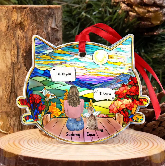 Personalized Memorial Acrylic Ornament - Memorial Gift Idea For Christmas/Cat Lover/Cat Owner with up to 3 Cats - I Miss You