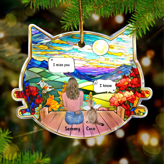 Personalized Memorial Acrylic Ornament - Memorial Gift Idea For Christmas/Cat Lover/Cat Owner with up to 3 Cats - I Miss You