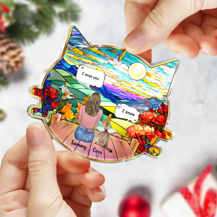 Personalized Memorial Acrylic Ornament - Memorial Gift Idea For Christmas/Cat Lover/Cat Owner with up to 3 Cats - I Miss You