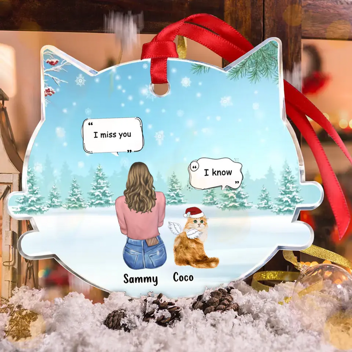 Personalized Cat Memorial Christmas Acrylic Ornament - Up to 4 Cats - Memorial Gift Idea For Cat Owner - I Miss You