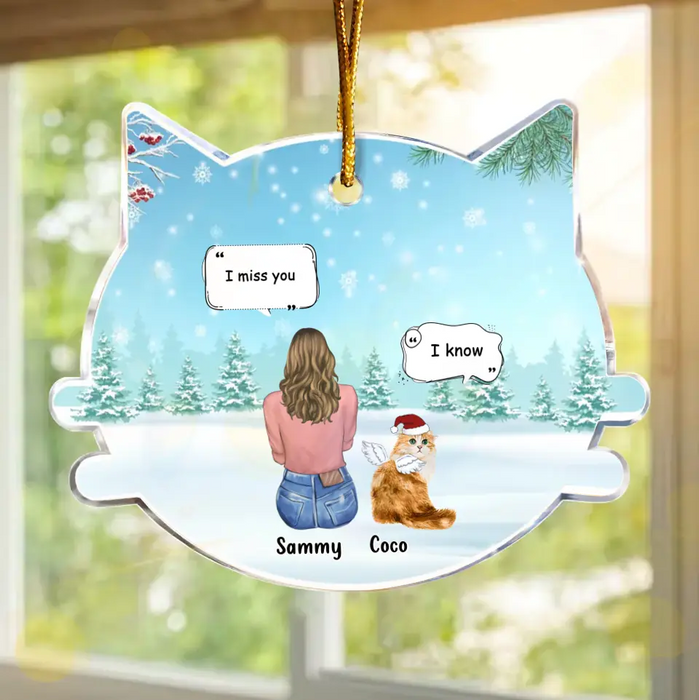 Personalized Cat Memorial Christmas Acrylic Ornament - Up to 4 Cats - Memorial Gift Idea For Cat Owner - I Miss You