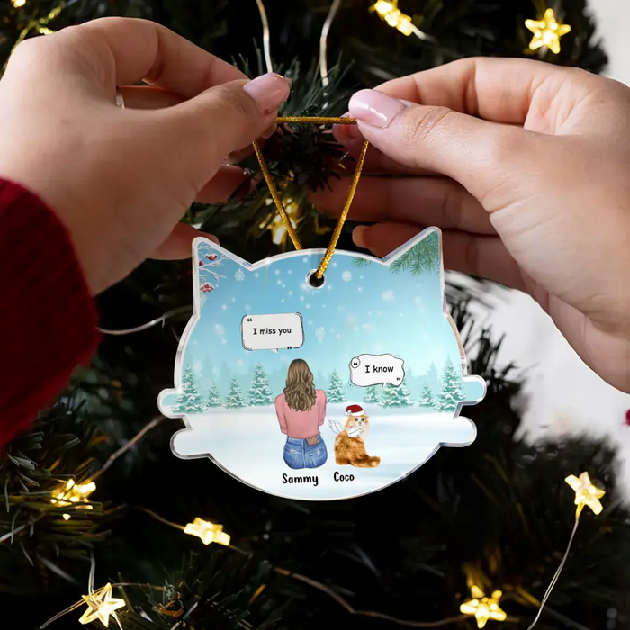 Personalized Cat Memorial Christmas Acrylic Ornament - Up to 4 Cats - Memorial Gift Idea For Cat Owner - I Miss You