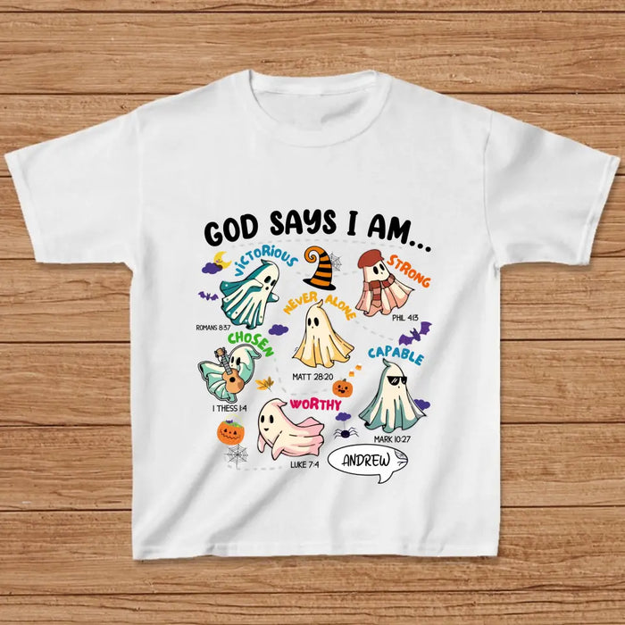 Custom Personalized Boo Kid T-shirt - Halloween Gift Idea For Kid - God Says I Am