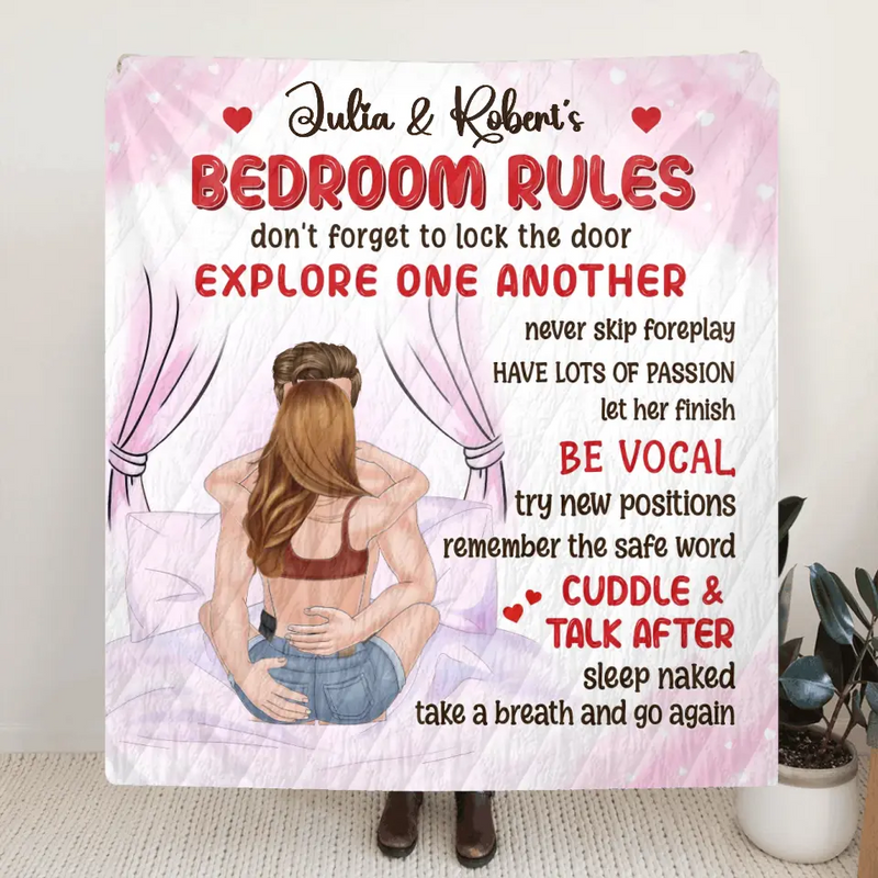 Personalized Couple Fleece Throw Blanket & Quilt - Gift Idea For Couple - Be Vocal Try New Positions Remember