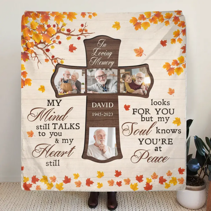 Personalized Memorial Pillow Cover - Upload Photos - Memorial Gift Idea For Family Member - My Mind Still Talks To You