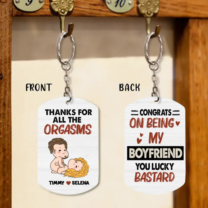 Custom Personalized Couple Aluminum Keychain - 
 Funny/Christmas Gift Idea for Couple - Thanks For All The Orgasms