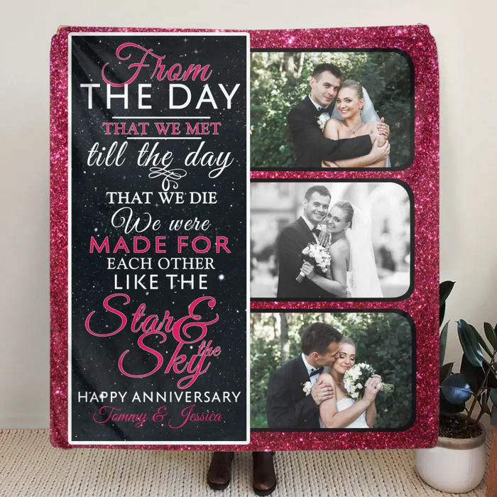 Custom Personalized Couple Single Layer Fleece/Quilt Blanket - Upload Photos - Anniversary Gift Idea For Couple - From The Day That We Met Till The Day That We Die