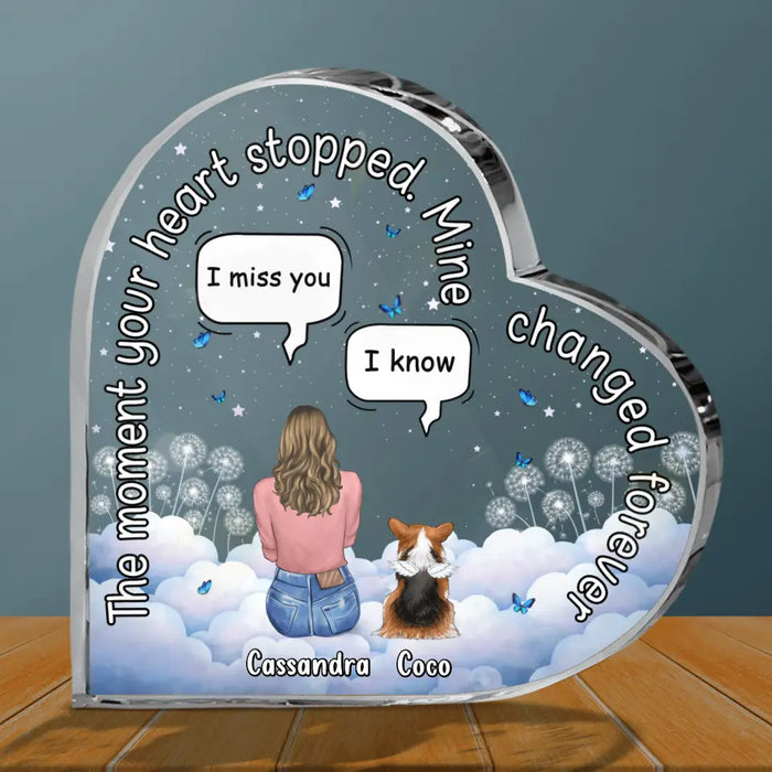 Custom Personalized Memorial Pet Crystal Heart - Adult/ Couple/ Family With Upto 4 Pets - Gift Idea For Couple/Dog/Cat Lover - The Moment Your Heart Stopped