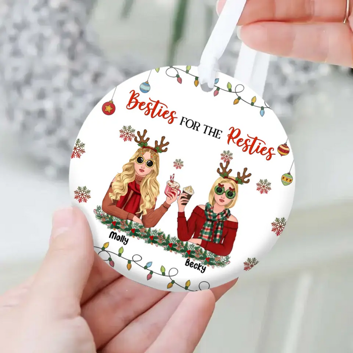 Personalized Christmas Friends Circle Wooden Ornament - Christmas Gift Idea For Friends/Sisters/Besties - Upto 5 Girls - Besties For The Resties