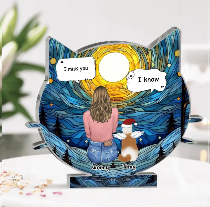 Custom Personalized Memorial Cat Acrylic Plaque - Up to 4 Cats - Christmas/Memorial Gift Idea For Cat Owner