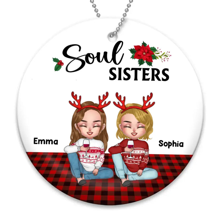 Custom Personalized Besties Circle Wooden Ornament - Upto 5 People - Christmas Gift Idea For Friends/ Besties - Soul Sisters