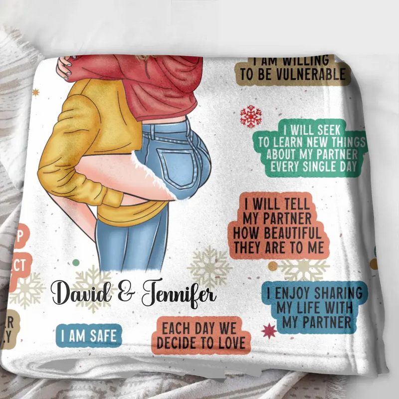 Personalized Couple Pillow Cover/Fleece Throw Blanket/Quilt - Christmas Gift Idea for Couple/Him/Her - Couple Affirmations