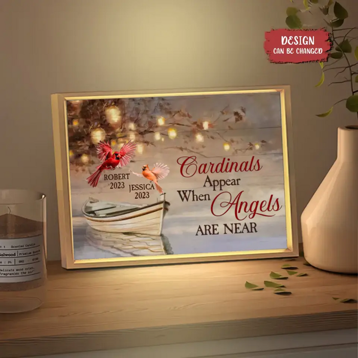 Cardinals Appear When Angels Are Near - Personalized Memorial Couple Lighting Frame Canvas