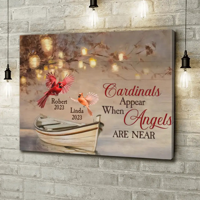 Cardinals Appear When Angels Are Near - Personalized Memorial Couple Horizontal Canvas
