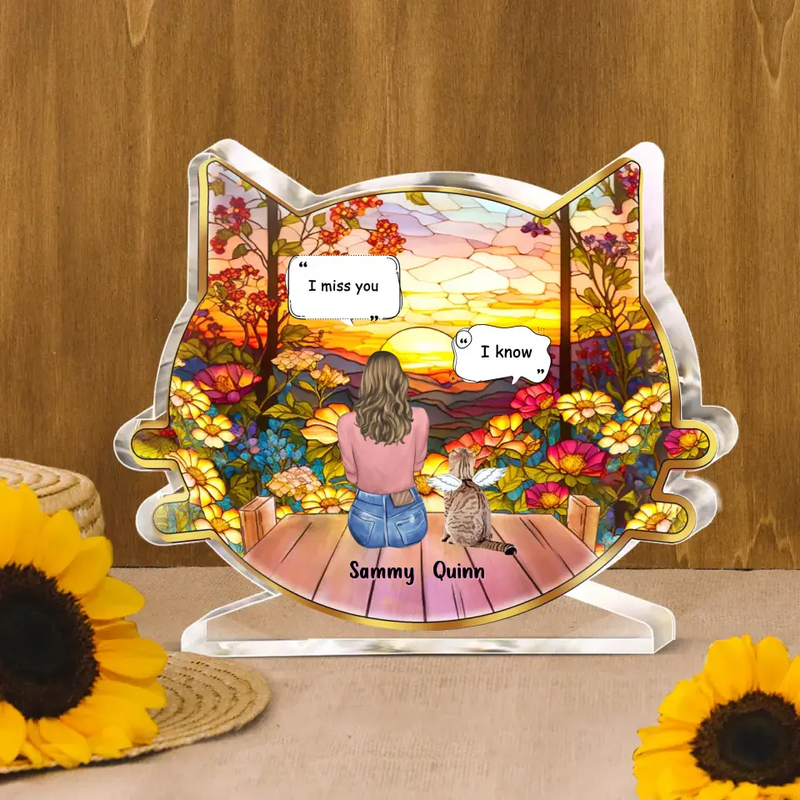 Personalized Memorial Cat Acrylic Plaque - Up to 3 Cats - Memorial Gift Idea For Cat Lover - I Miss You